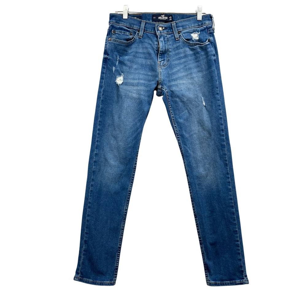 Hollister Skinny Jeans Mens 28x30‎ Blue Denim Pants Epic Flex Distressed Casual